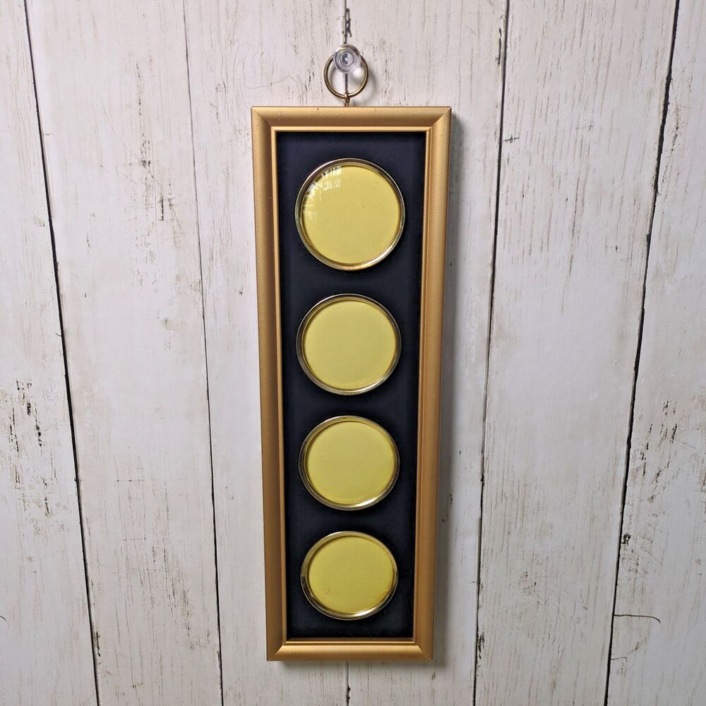 Vintage MCM Velvet Gold Tone Plastic Multi Photo Frame Wall Hanging Japan